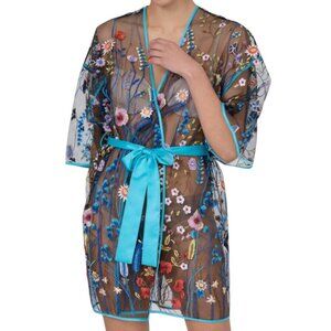 NWT Anthropologie Rya Collection Floral Embroidered Robe Oasis Swim Coverup XS/S